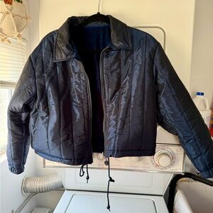 1990s Liz & Co. Midnight Blue Reversible Quilted Jacket